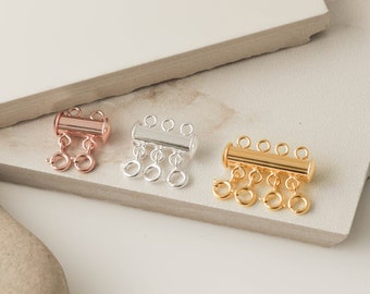 Collar de plata esterlina y separador de cadena - 2, 3, 4 hilos - sin enredos - collar apilable - cadena apilable - plata - oro - rosa