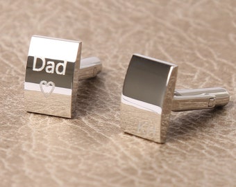 Personalised men's stainless steel curved rectangle cufflinks - custom Father's Day present - engraved gift for him - groom & usher gift