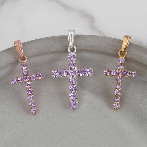 Violet Swarovski crystal cross pendant - crystal pendant - crystal cross - Swarovski crystal - lilcal - purple - cross necklace - V/CROSS/P