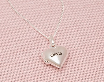 Personalised sterling silver Child's dainty heart locket - photo locket - laser engraved necklace - personalised locket - kids gift