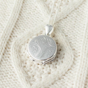 Personalised sterling silver 4 sided swirl locket - photo locket - engraved necklace - personalised locket - mum gift - G2-LO-3207