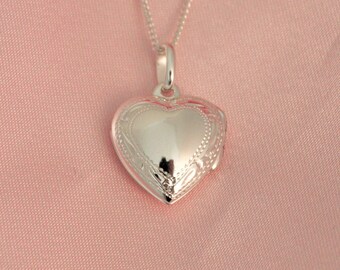 Personalised sterling silver patterned heart locket - photo locket - engraved necklace - personalised locket - personalised gift -G2-LO-1054