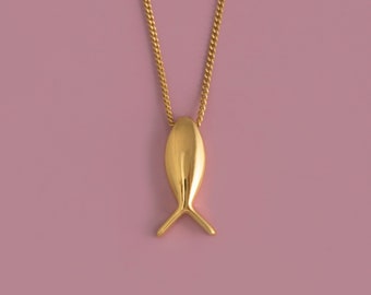 Ichthys fish pendant - silver fish necklace - gold fish pendant - silver necklace - ichthus necklace - gold necklace - PL/FISH/P