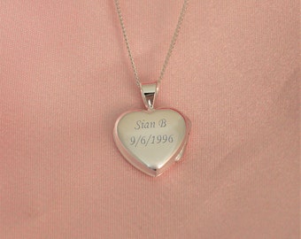 Personalised sterling silver small heart locket - photo locket - engraved necklace - personalised locket - personalised gift - G2-LO-3249