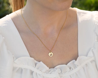 Dainty sterling silver open dove pendant - dove necklace - gold necklace - silver necklace - disc pendant - dove charm - AC0687