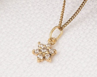 Dainty Sterling Silver CZ Flower Pendant - silver floral charm - dainty silver necklace -  gold flower Jewelry - gift for her