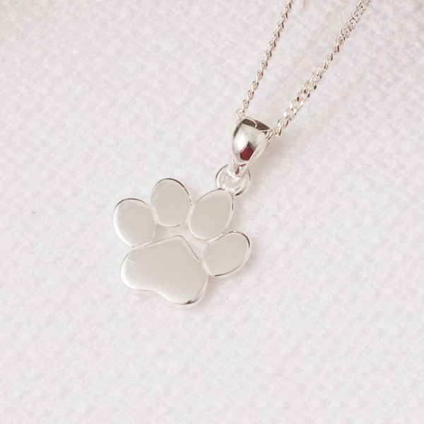 Sterling Silver Paw Print Hanger - zilveren hond charme - sierlijke zilveren ketting - gouden poot - huisdier minnaar cadeau