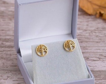 Sterling silver tree of life stud earrings - tree earrings - silver earrings - gold studs - tree of life - A1-SF-2207