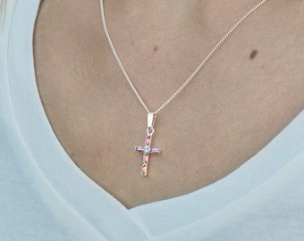 Pink Cross Necklace - Etsy UK
