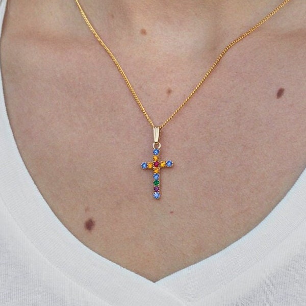 Colourful Swarovski crystal cross pendant - crystal pendant - Swarovski crystal - Multi-coloured cross - cross necklace - MD/CROSS/P