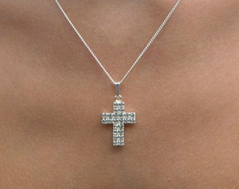 Swarovski crystal double cross pendant - cross - Swarovski crystal - religious jewellery - cross necklace - silver necklace - D/C/CROSS/P