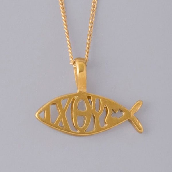 Sterling silver Ixoye fish pendant - fish pendant - silver fish - silver pendant - silver necklace - Ichthys necklace - Ixoye - SS254