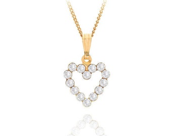 Pendentif coeur en or jaune 9 carats cz - collier coeur - coeur en or 9 carats - collier en or - bijoux coeur - cadeau de Saint-Valentin - PD-8098-Y9