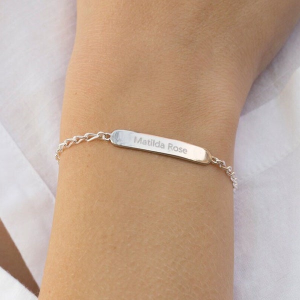 Pulsera de barra de plata de ley personalizada - pulsera grabada - pulsera con nombre - pulsera personalizada - pulsera de plata - regalo personalizado-AC7268