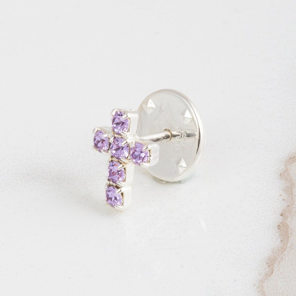 Violet Swarovski crystal cross pin - crystal pin - cross pin - crystal cross - Swarovski cross - cross badge - purple cross - V/CROSS/PIN