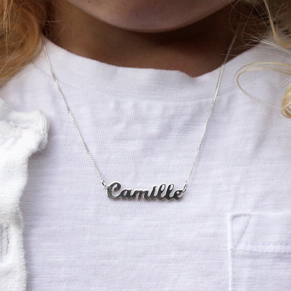 Sterling zilveren gepersonaliseerde naamketting voor kinderen - kindernaam - gepersonaliseerde sieraden voor kinderen - naamketting voor kinderen - KIND/SCRIPT