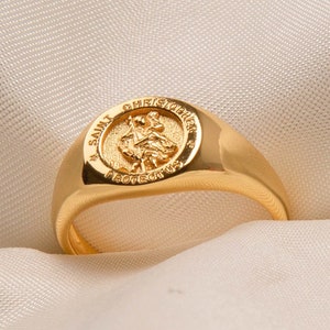 St christopher signet ring cheap gold
