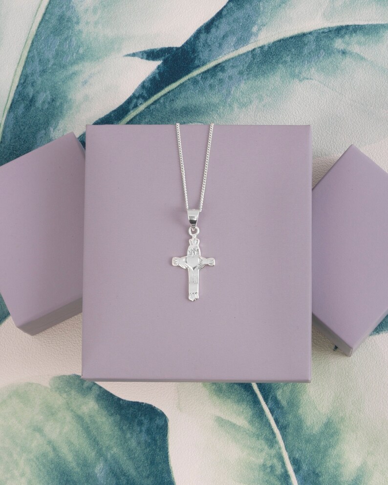 Children's Sterling Silver Claddagh Cross Necklace Heart Etsy