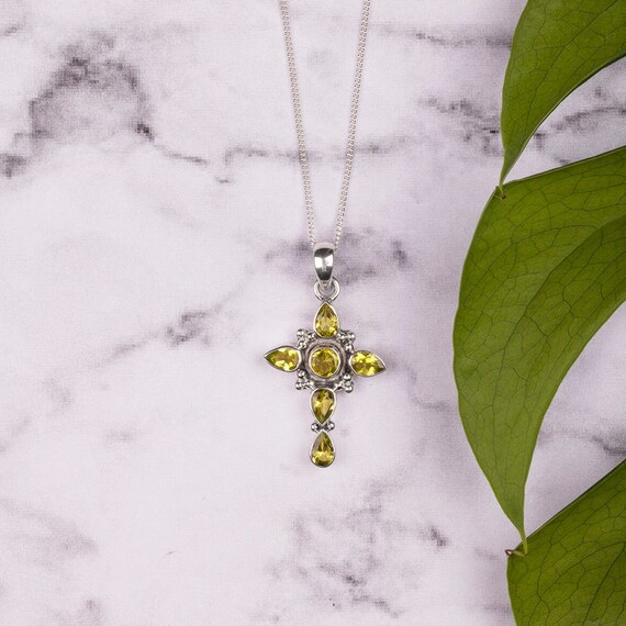 Peridot cross necklace deals