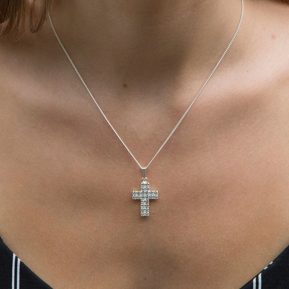 Sterling Silver Cross Necklace with crystals from Swarovski - Walmart.com