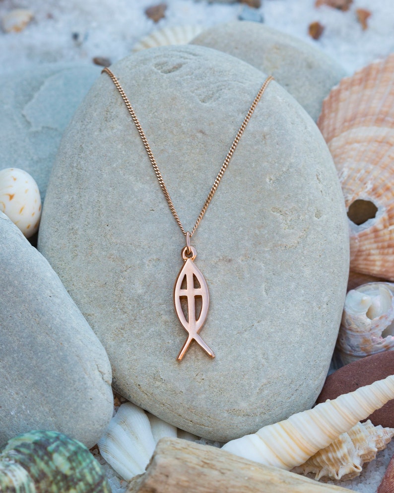 Sterling silver fish pendant with cross centre fish pendant Etsy