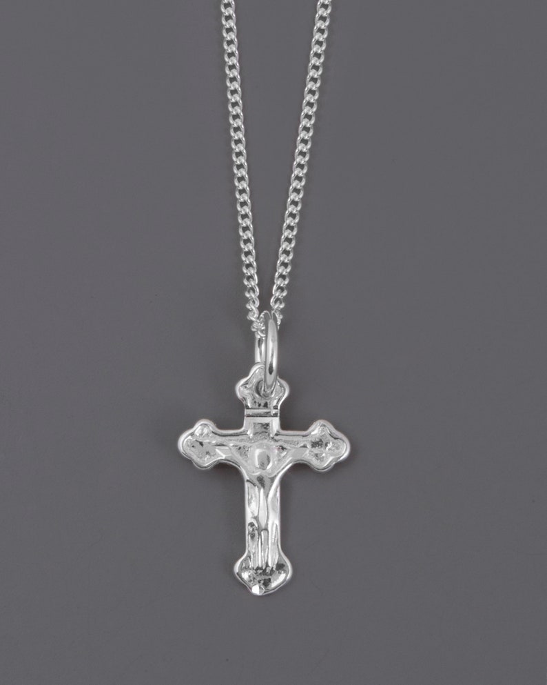 Dainty Sterling Silver Crucifix Pendant Silver Cross Pendant Etsy
