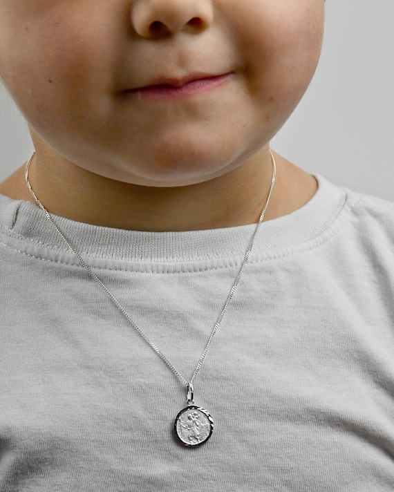 Buy Children's Sterling Silver St Christopher Pendant Diamond Cut Kids St  Christopher Silver Pendant Silver Necklace Gift SS323/CH Online in India -  Etsy