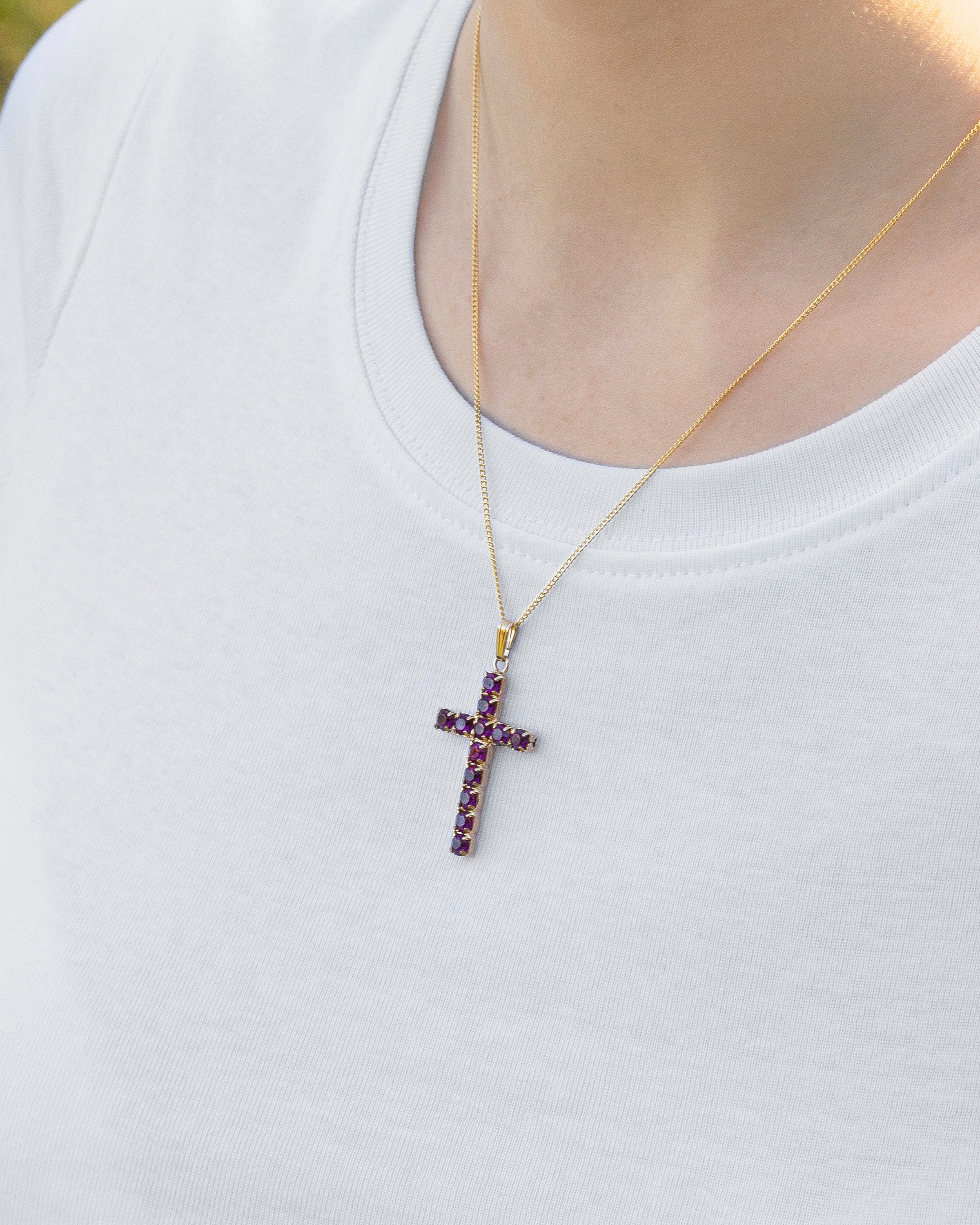 Purple cross best sale necklace