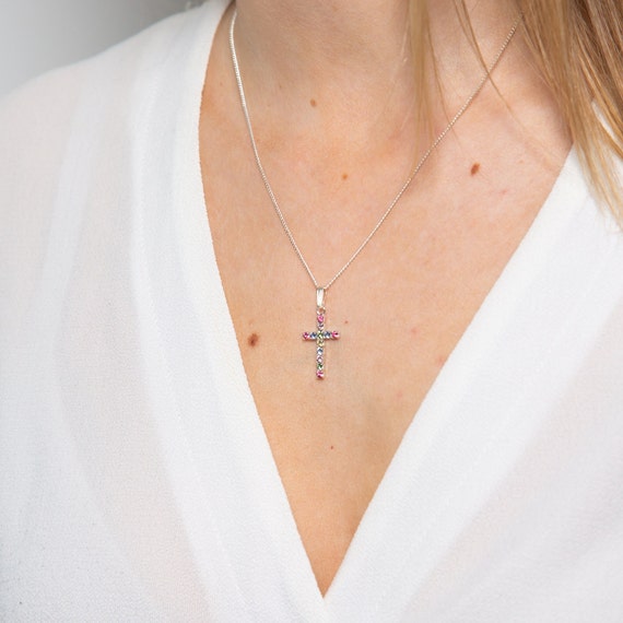 Swarovski cross necklace rose gold deals