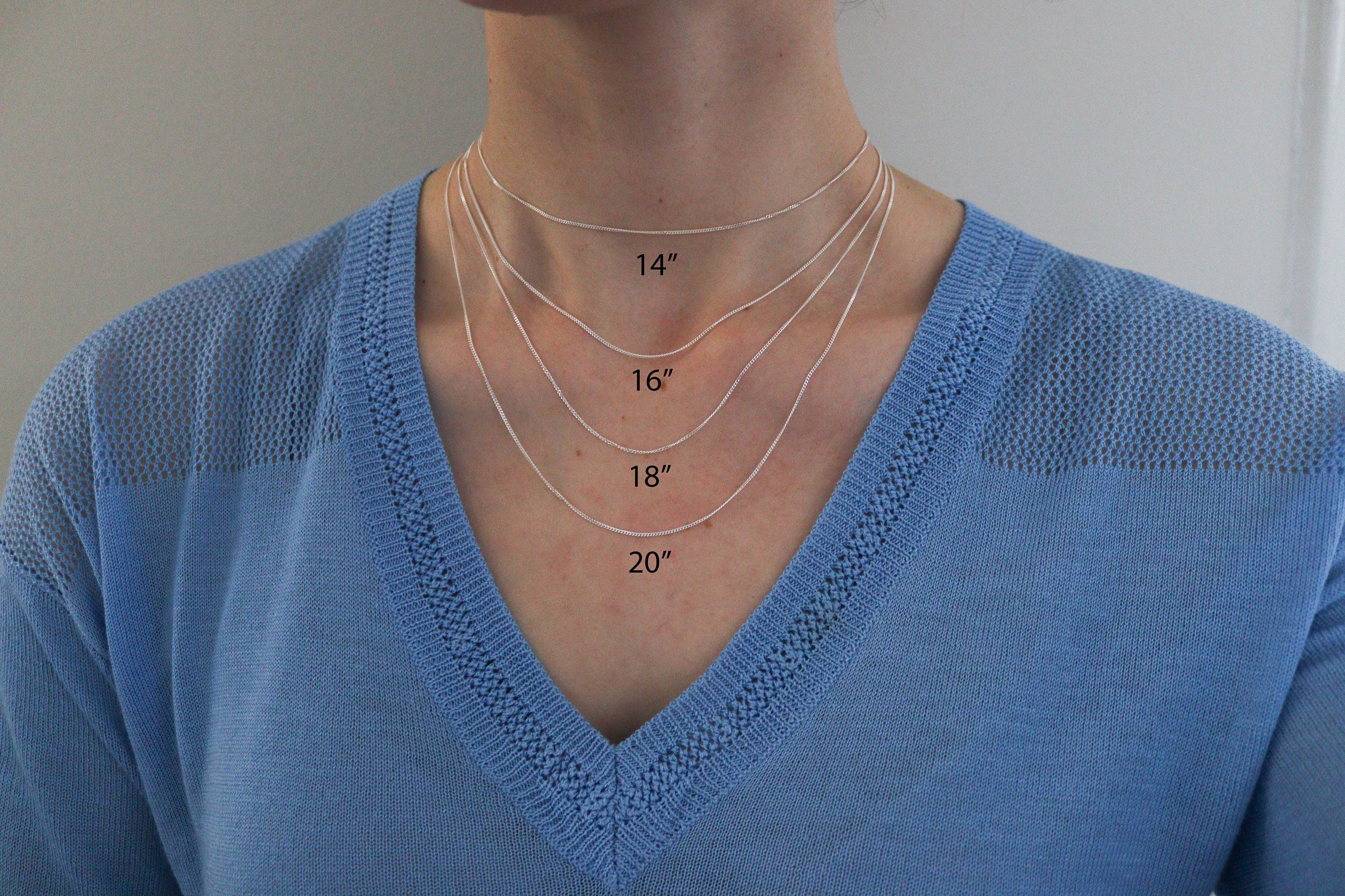 14 inch necklace on person deals