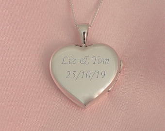 Personalised sterling silver heart locket - photo locket - engraved necklace - personalised locket - custom gift for mum - G2-LO-3253