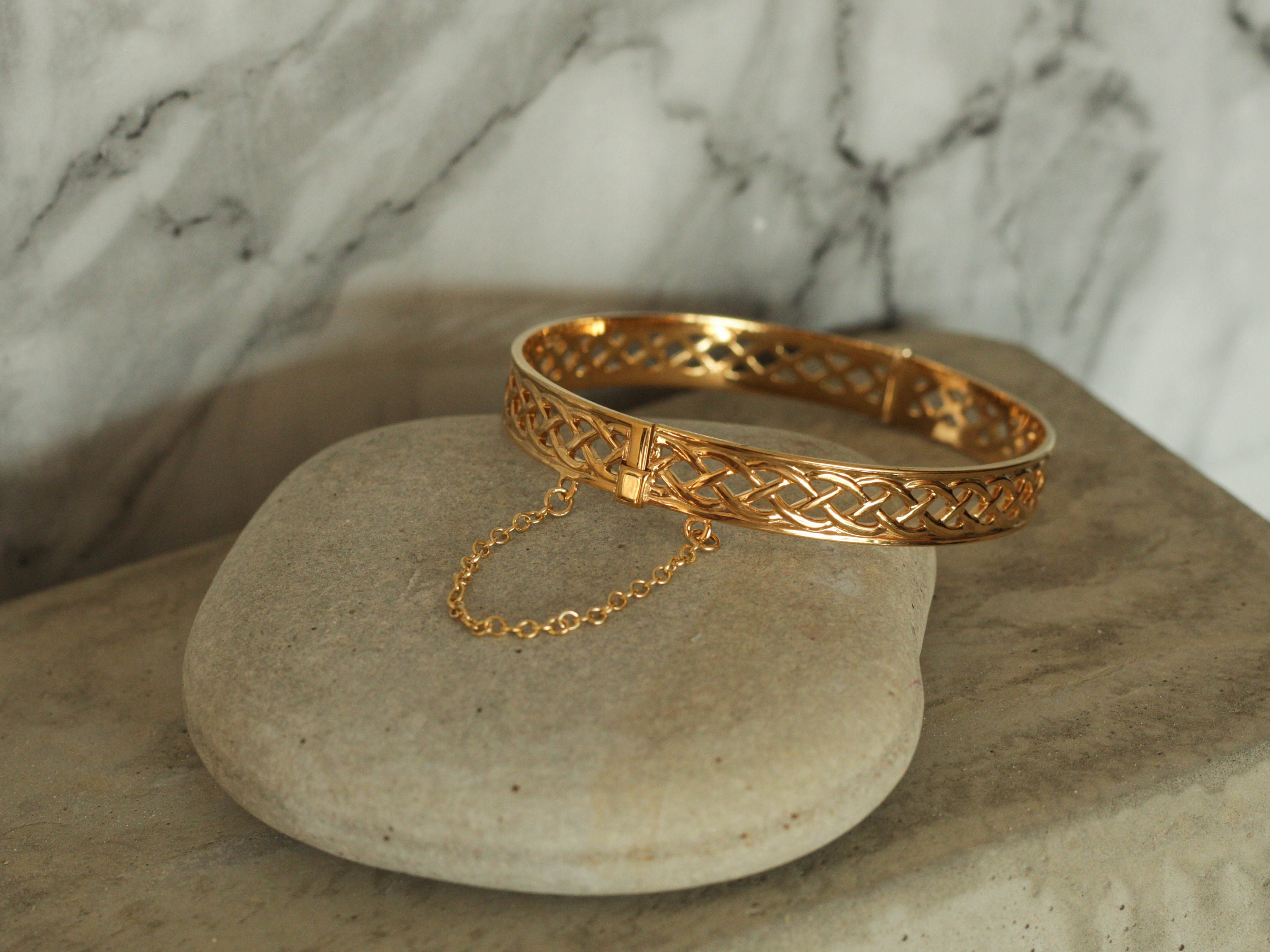 9ct Rolled Gold Filigree Bangle Sterling Silver Hinged Bangle