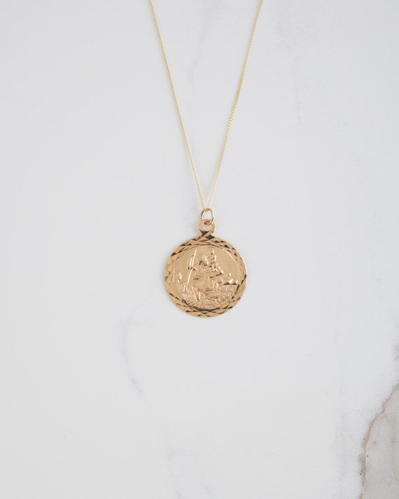9ct Gold St Christopher Pendant With 