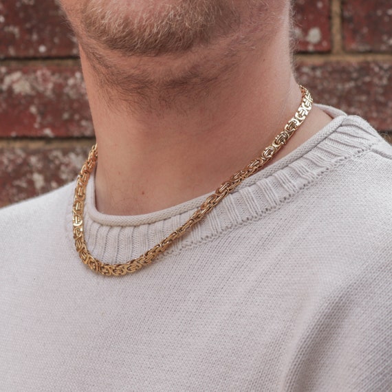 Stainless Steel Byzantine Chain Necklace 20 Length Unisex