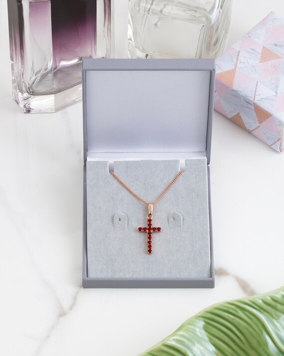 Red Swarovski Crystal Cross Pendant 