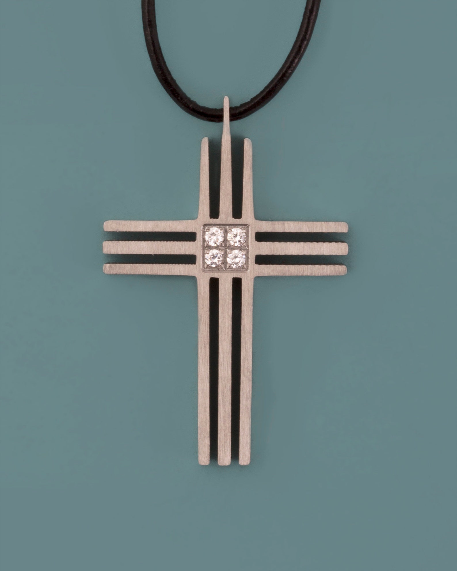 Stainless Steel Grooved Cross Pendant With CZ Centre Cross - Etsy