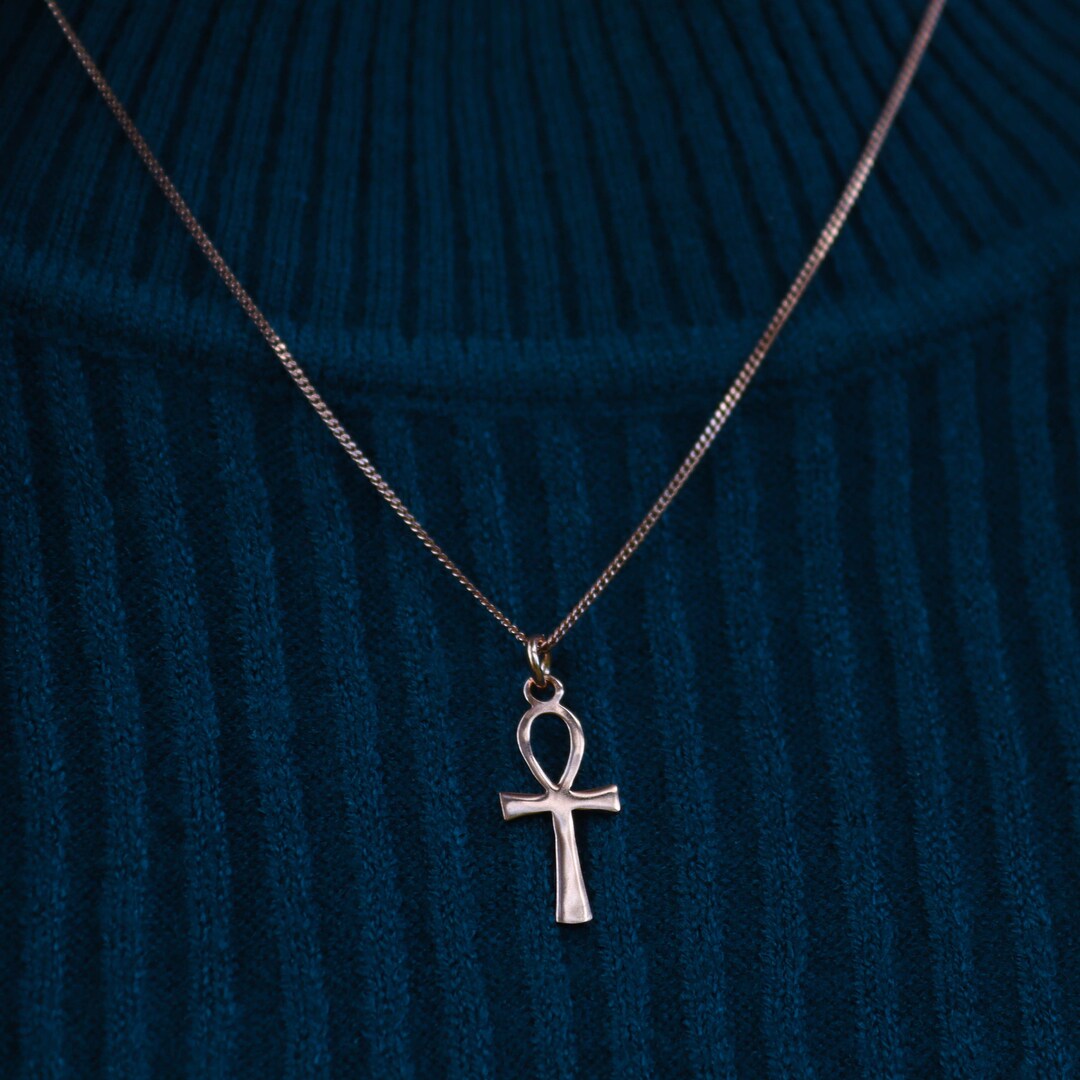 Sterling Silver Ankh Cross Pendant Ankh Necklace Gold Necklace Silver