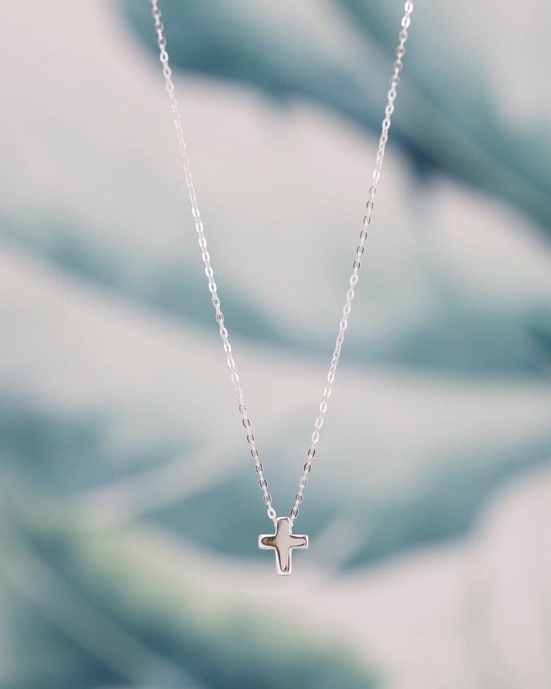 Delicate Sterling Silver Cross Necklace Silver Cross Pendant Etsy