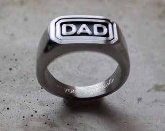 Personalised Dad ring - stainless steel ring - Men's ring - Men's jewellery - gift for dad - engraved ring - father's day gift -S7-R0-DAD-ST