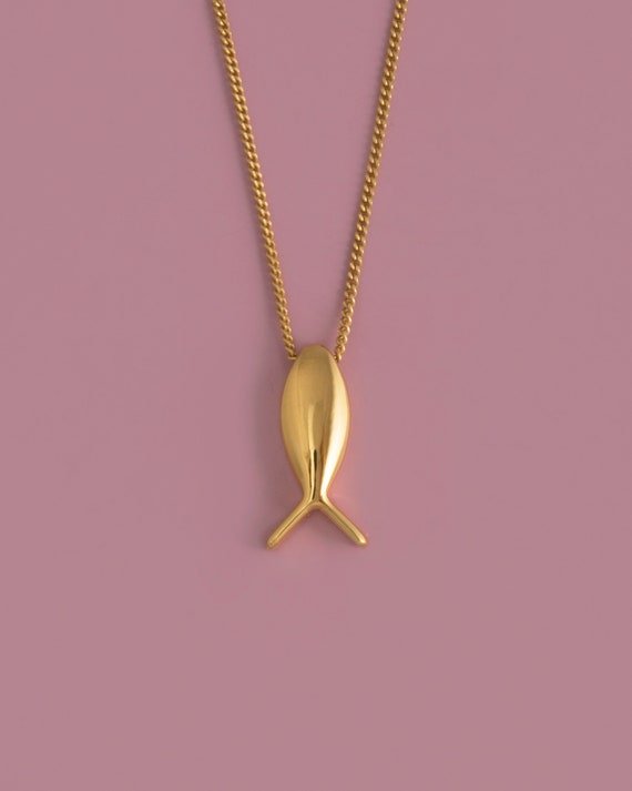 Ichthys fish pendant silver fish necklace gold fish Etsy