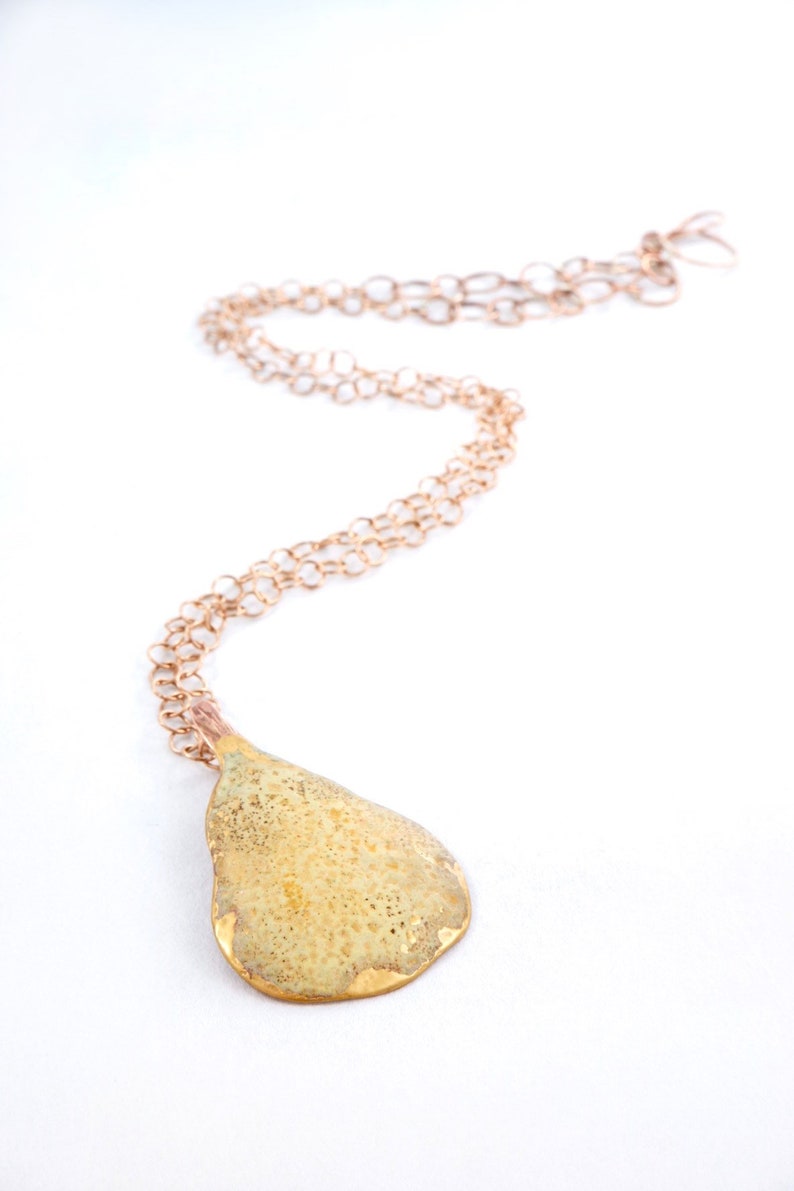 Enamel Pear with Gold Pendant