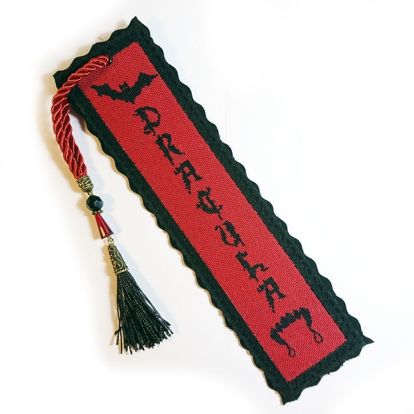 Dracula Bookmark ~ Hand Stitched with Leather Backing