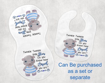 Twinkle Twinkle Little Star Unicorn Bib Burp Cloth Set