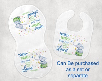 Twinkle Twinkle Little Star Unicorn Bib Burp Cloth Set