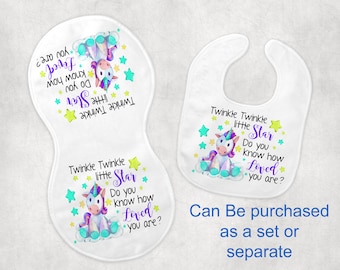 Twinkle Twinkle Little Star Unicorn Bib Burp Cloth Set