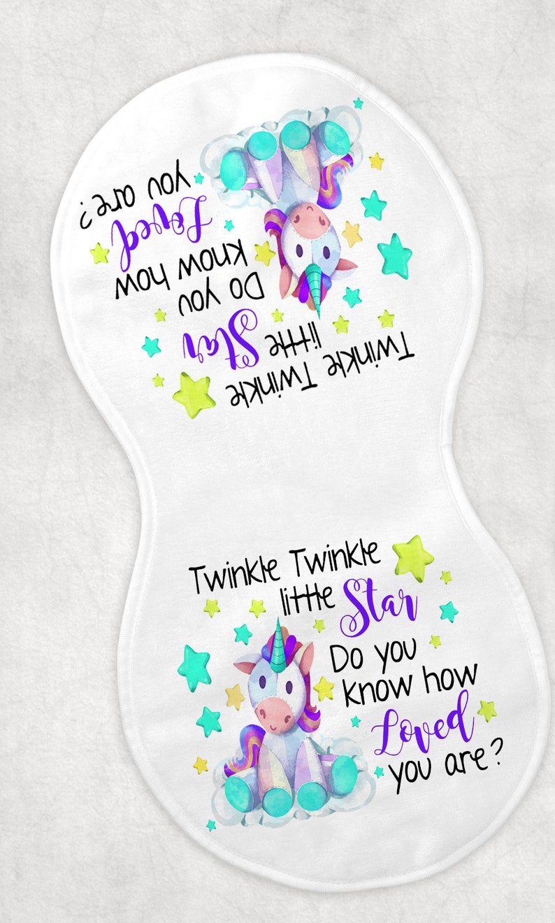 Twinkle Twinkle Little Star Unicorn Bib Burp Cloth Set