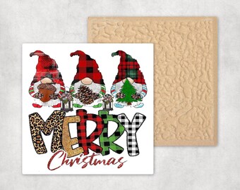 Merry Christmas Gnomes Ceramic Tile Coaster