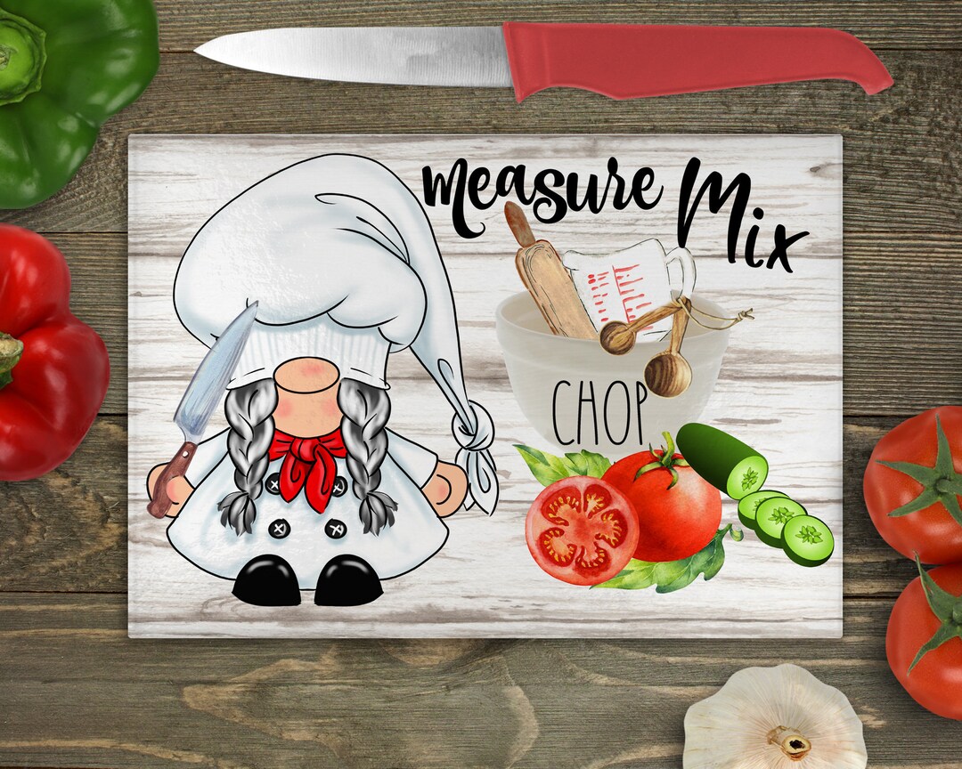 Measure Mix Gnome Glass Cutting Board Etsy