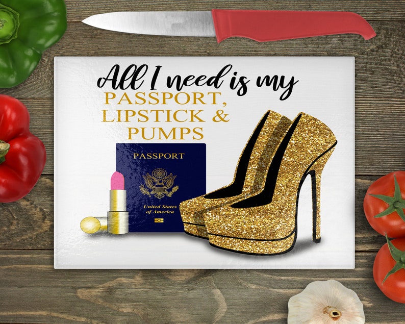 Fun Lipstick and Pumps Glass Cutting Board