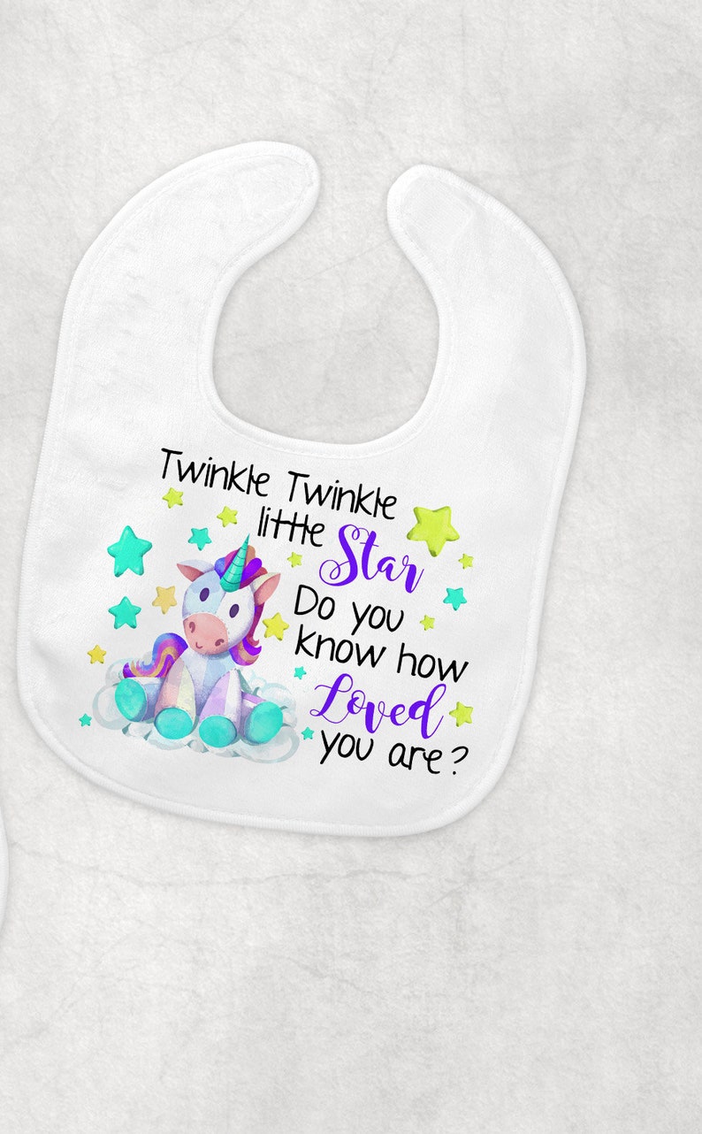 Twinkle Twinkle Little Star Unicorn Bib Burp Cloth Set